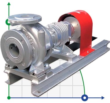 Pumpe zum Pumpen von Hochtemperaturflüssigkeiten EMSE EKY 32-125, 1,5 kW, 2900 mit Kupplung am Rahmen, ohne Motor — SP-Teploobmen