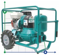 Caffini - Libellula Lib 1-4, AL мембранный насос с бензиновым двигателем Honda, установленный на прицепе с колесами
