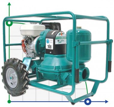 Caffini - Libellula Lib 1-4, AL мембранный насос с бензиновым двигателем Honda, установленный на прицепе с колесами — SP-Teploobmen