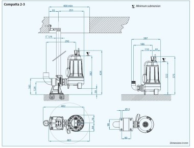 Погружной насос Dreno COMPATTA EVO 2, M/G с вихревым рабочим колесом — SP-Teploobmen