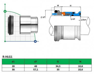 Торцевое уплотнение Hilge R-HLG1 28, SIC/SIC, VITON, 304 — SP-Teploobmen