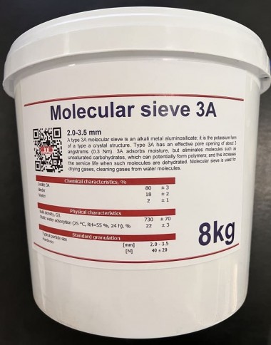 Молекулярное сито 3A, 2,0-3,5mm Molecular Sieve, упаковка 8кг — SP-Teploobmen