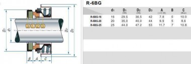 Уплотнения помпы R-6BG 25, SIC/SIC, NBR, 304 — SP-Teploobmen