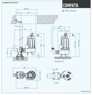 Погружной насос Dreno COMPATTA EVO 32, M/G с вихревым рабочим колесом — SP-Teploobmen