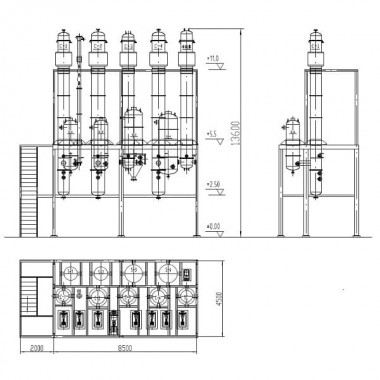Wyparka próżniowa z opadającym filmem MVR do oczyszczania ścieków, oczyszczania chemikaliów — SP-Teploobmen