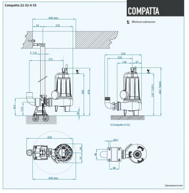 Погружной насос Dreno COMPATTA EVO 4, T с вихревым рабочим колесом — SP-Teploobmen