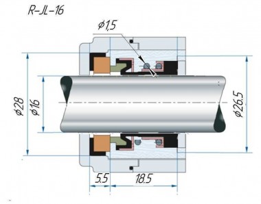 Торцевое механическое уплотнение R-JL 16, CAR/CER, EPDM, 304 — SP-Teploobmen