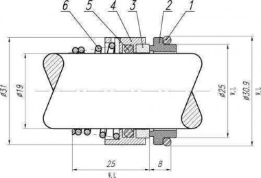 Уплотнение вала Hilge R-HLG 19, CAR/SIC, EPDM, 304 — SP-Teploobmen