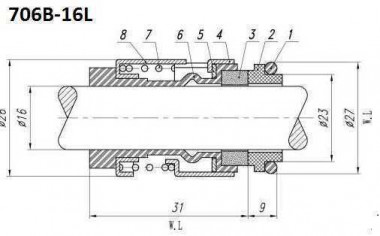 Уплотнения насоса Grundfos R-706B 12, L, SIC/SIC, EPDM, 304 — SP-Teploobmen