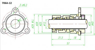 Уплотнение картриджного типа R-706A 16, SIC/SIC, VITON, 304 — SP-Teploobmen