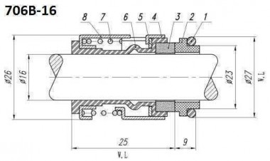 Уплотнения насоса Grundfos R-706B 12, SIC/SIC, VITON, 304 — SP-Teploobmen