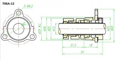 Уплотнение картриджного типа R-706A 22, SIC/SIC, VITON, 304 — SP-Teploobmen