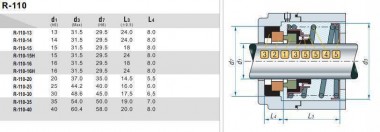 Mechanical seal R-110 14, CAR/CER, VITON, 304 — SP-Teploobmen