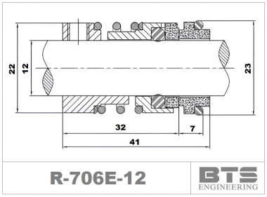 Торцевое механическое уплотнение R-706E 12, SIC/SIC, VITON, 304 — SP-Teploobmen