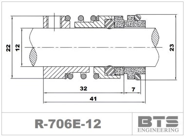 Торцевое механическое уплотнение R-706E 16, SIC/TC, EPDM, 304 — SP-Teploobmen