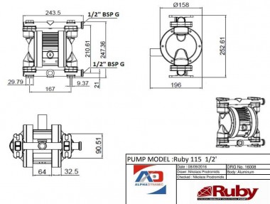 RUBY 115A-P-NAN-N насос пневматический мембранный — SP-Teploobmen