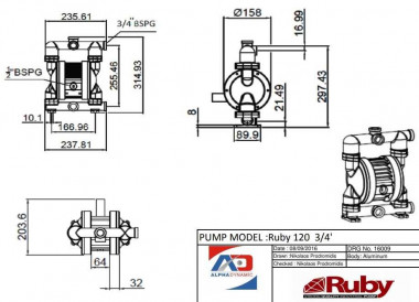 RUBY 120A-P-TAT-T насос пневматический мембранный — SP-Teploobmen
