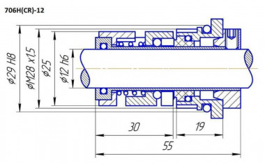 Торцевое уплотнение для Grundfos R-706H (CR) 12, SIC/SIC, EPDM, 304 — SP-Teploobmen