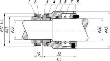 Торцевое уплотнение Lowara R-LWR 22, CAR/SIC, EPDM, 304 — SP-Teploobmen