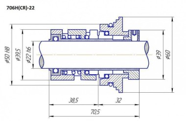 Торцевое уплотнение для Grundfos R-706H (CR) 12, SIC/SIC, VITON, 304 — SP-Teploobmen
