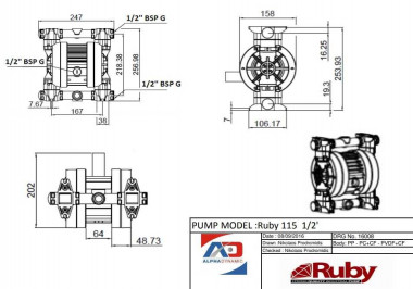 RUBY 115V-P-TVT-T насос пневматический мембранный — SP-Teploobmen