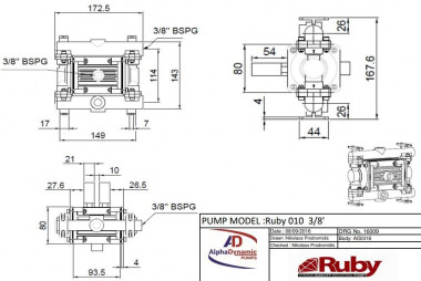 RUBY 010S-P-NTSS-T Pneumatische Membranpumpe — SP-Teploobmen