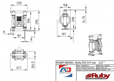RUBY 015S-P-TST-T Pneumatische Membranpumpe — SP-Teploobmen
