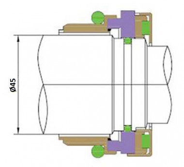 Уплотнение торцевое FLYGT R-FL.OL 45, TC/TC, VITON — SP-Teploobmen