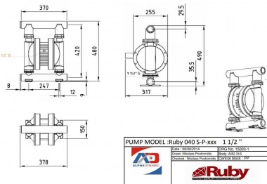 RUBY 040S-P-TST-T Pneumatische Membranpumpe — SP-Teploobmen