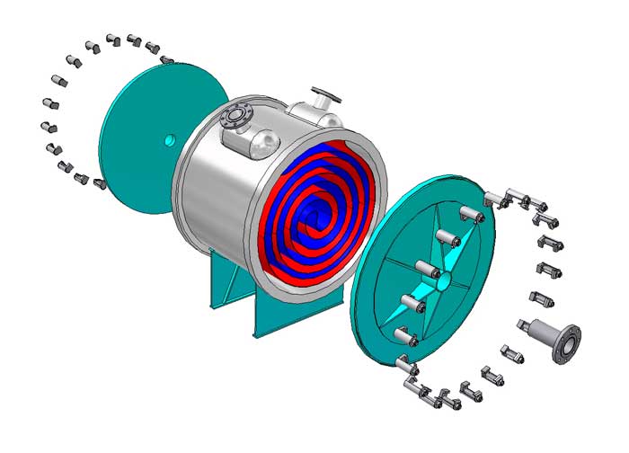 The spiral heat exchanger of Duplex steel SS UNS31803